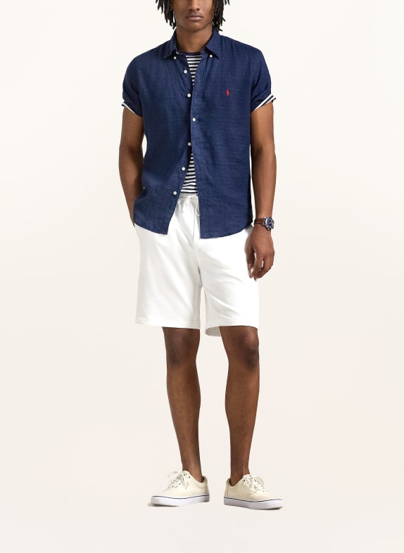 POLO RALPH LAUREN Korte mouwen overhemd Custom Fit van linnen DONKERBLAUW