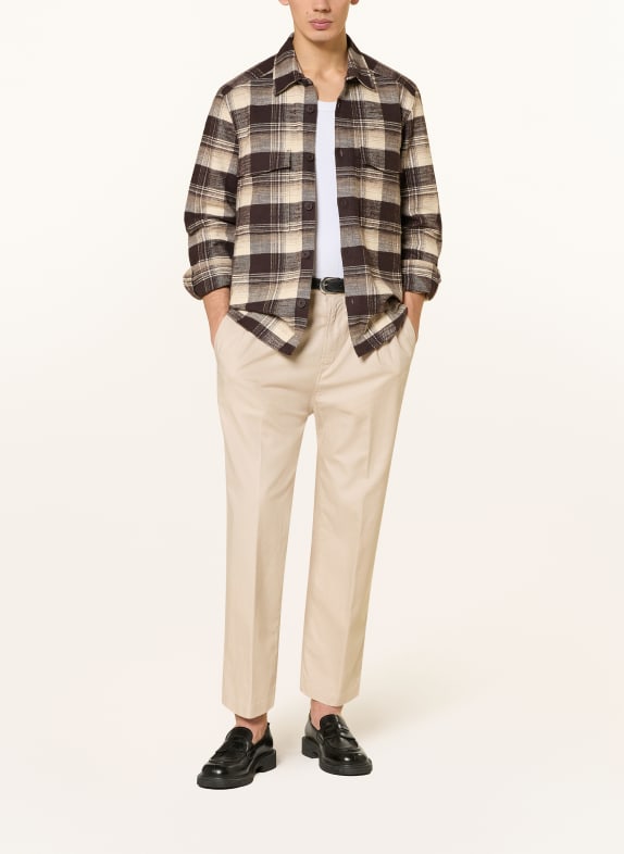 DRYKORN Flanellen overshirt GUNRAY MARRON FONCÉ / BEIGE