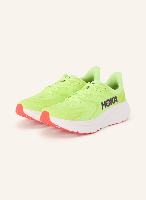 HOKA ARAHI 8 running shoes NEON GREEN / NEON RED / BLACK