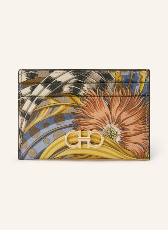 FERRAGAMO Kartenetui GANCINI GELB / BEIGE / HELLBLAU