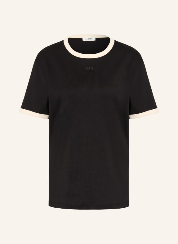 SANDRO T-Shirt SCHWARZ / CREME
