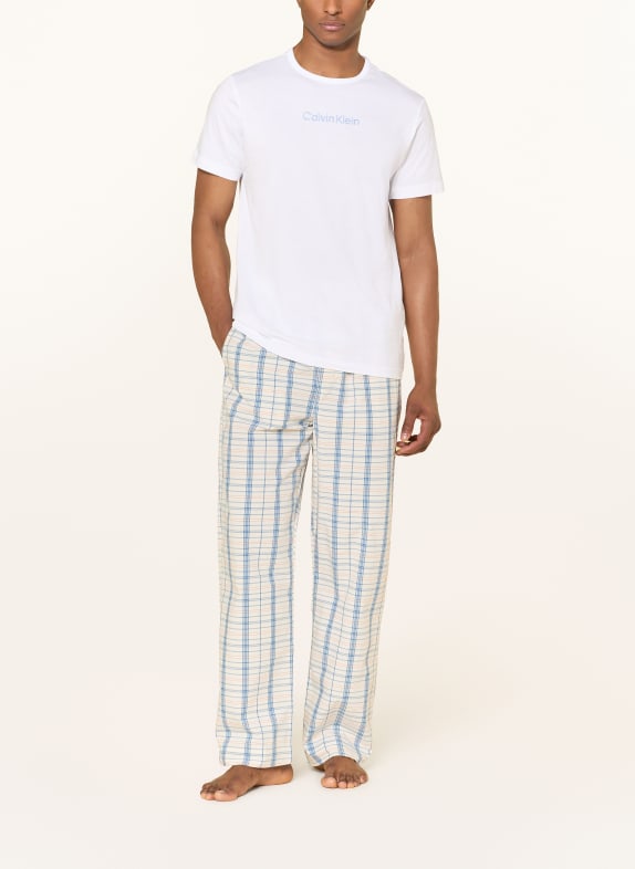 Calvin Klein Slaapbroek COTTON POPLIN ECRU / BLAUWGRIJS / ORANJE