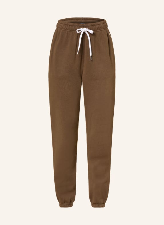 POLO RALPH LAUREN Sweatpants BROWN / WHITE