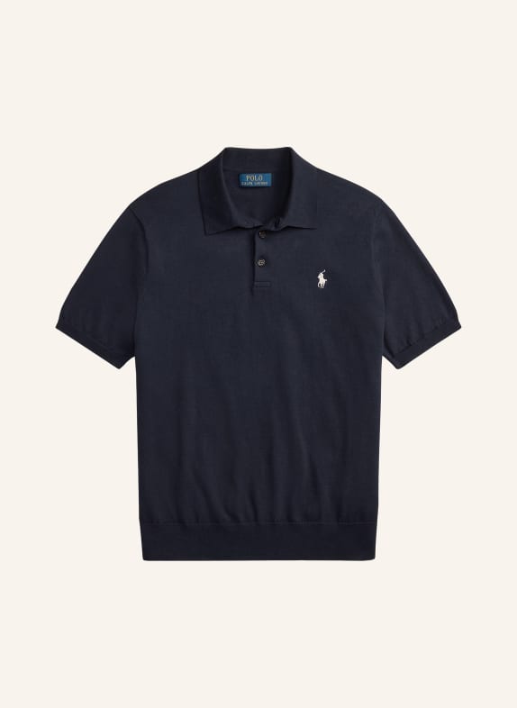 POLO RALPH LAUREN Strick-Poloshirt DUNKELBLAU / WEISS