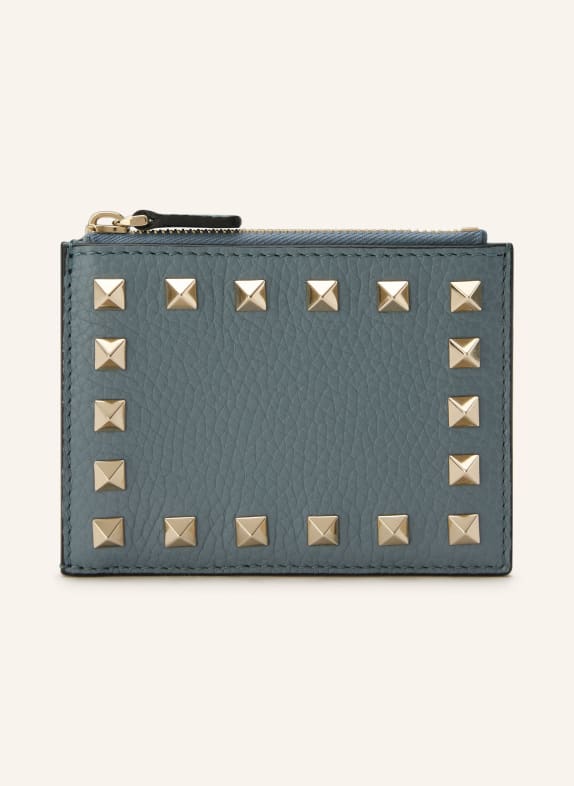 VALENTINO GARAVANI Kartenetui ROCKSTUD mit Münzfach BLAUGRAU