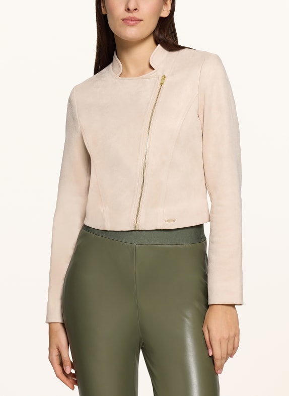 BETTY&CO Cropped bunda v koženém vzhledu BÉŽOVÁ