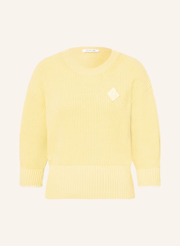 LACOSTE Svetr s 3/4 rukávy TMAVĚ ŽLUTÁ