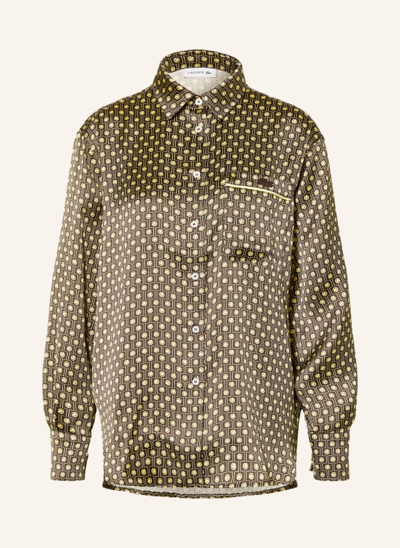 LACOSTE Satinová košile ČERNÁ / ŽLUTÁ