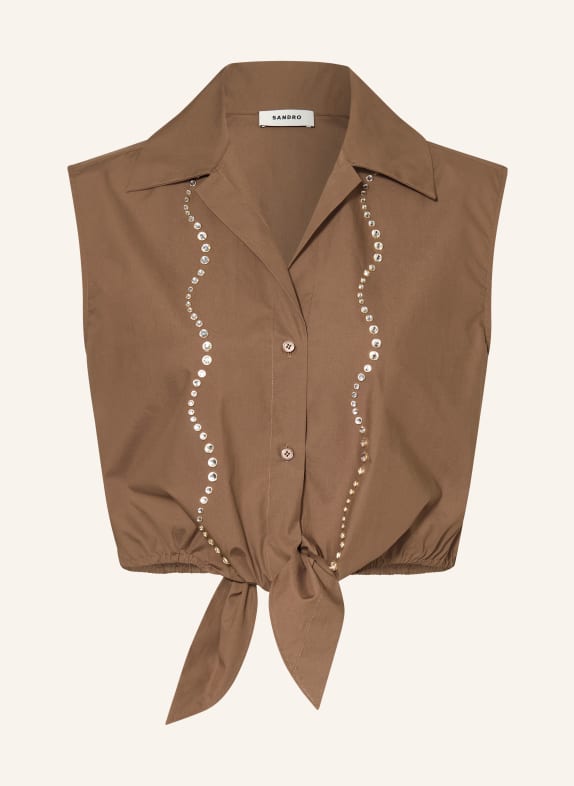 SANDRO Bluse mit Schmucksteinen BRAUN
