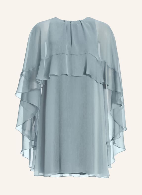 SWING Koktejlové šaty s volány ČERNOŠEDÁ