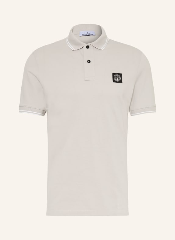 STONE ISLAND Koszulka polo z pikowanym wzorem JASNOCZARY / BIAŁY