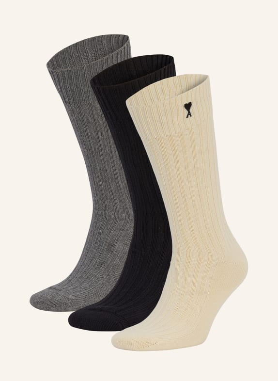AMI PARIS 3er-Pack Strümpfe ECRU / GRAU / SCHWARZ