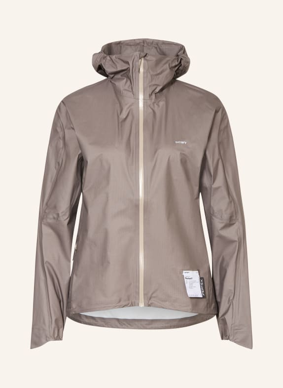 SATISFY Běžecká bunda PERTEX 3L RAIN ČERNOŠEDÁ