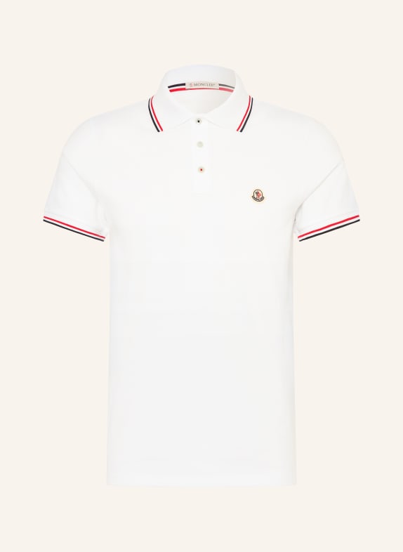 MONCLER Piqué-Poloshirt WEISS / ROT / DUNKELBLAU