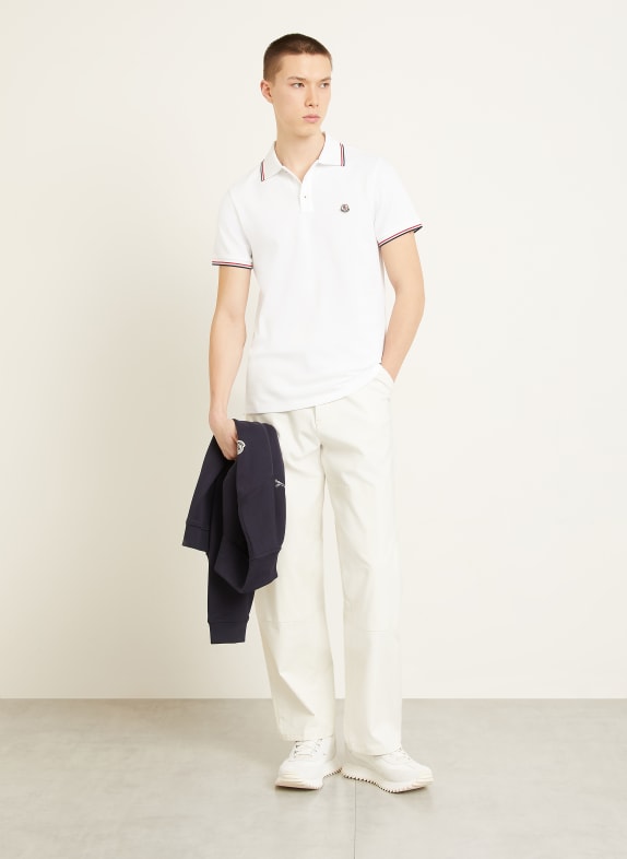 MONCLER Piqué poloshirt WIT / ROOD / DONKERBLAUW