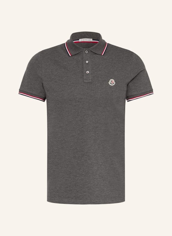 MONCLER Piqué-Poloshirt DUNKELGRAU / ROT / WEISS