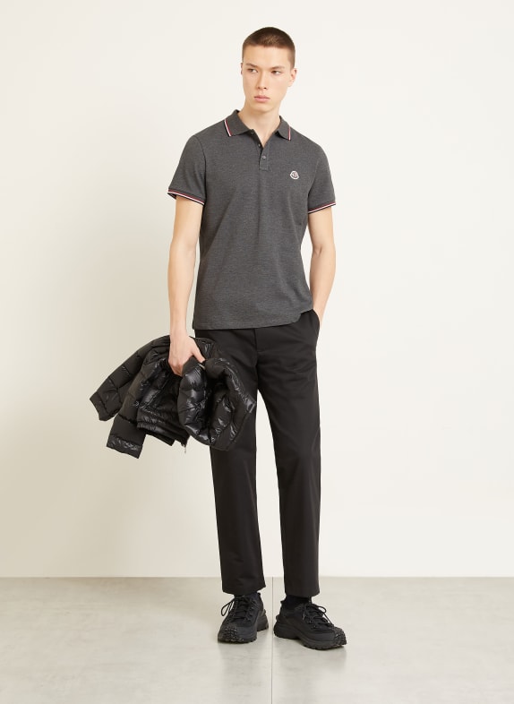MONCLER Piqué poloshirt DONKERGRIJS / ROOD / WIT