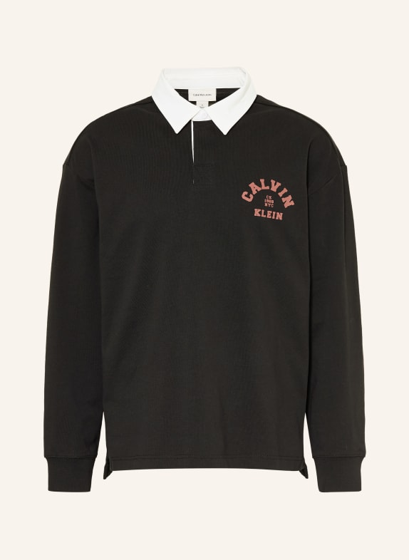 Calvin Klein Jeans Jersey polo shirt, loose fit BLACK / WHITE