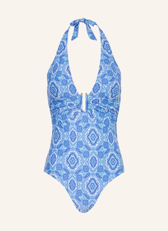 heidi klein MYKONOS halter neck swimsuit BLUE / LIGHT BLUE / WHITE