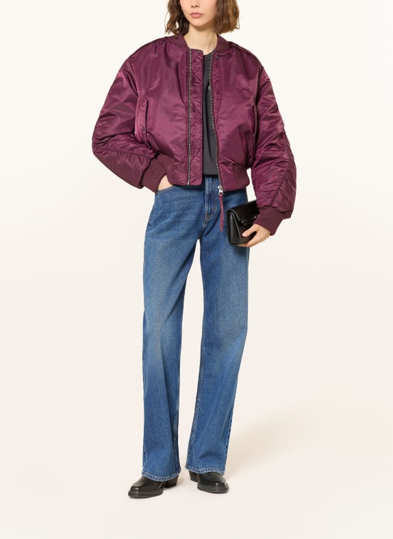 HUGO Saténová bunda FERIDA TMAVĚ FIALOVÁ