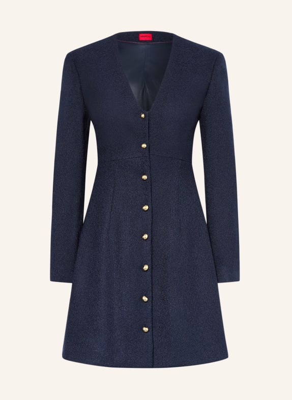 HUGO Tvídové šaty KANEGI TMAVĚ MODRÁ