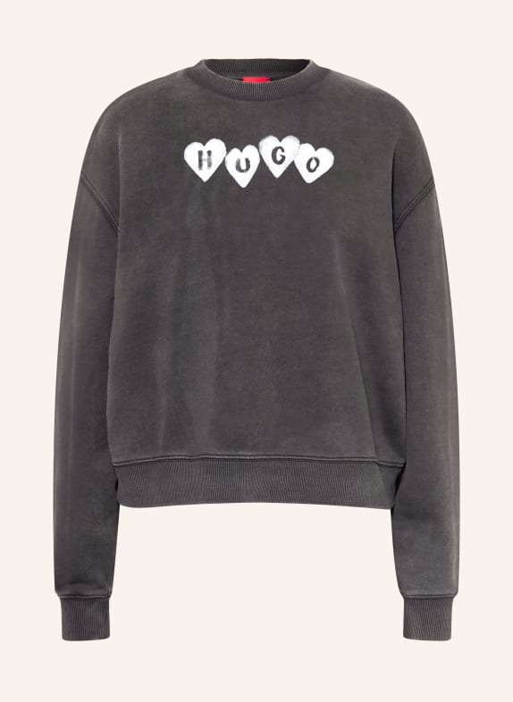 HUGO DEROXINA_8 sweatshirt DARK GRAY / WHITE