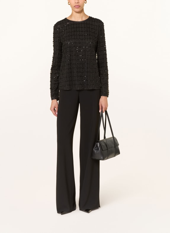 EMPORIO ARMANI Blouse met sieradenparels en pailletten ZWART