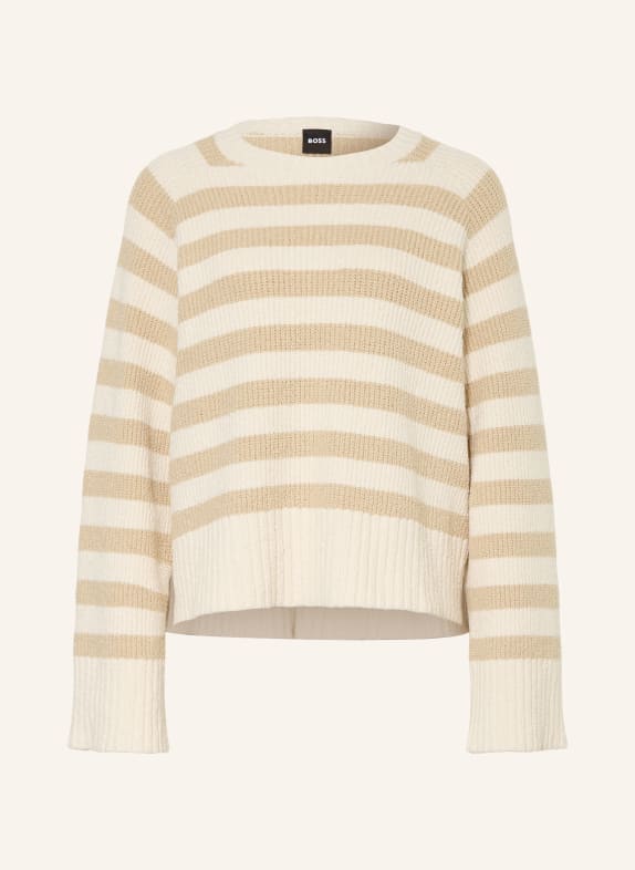 BOSS Svetr FRIXEL BÉŽOVÁ / KRÉMOVÁ