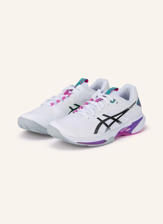 ASICS SOLUTION SPEED FF 4 CLAY tennis shoes WHITE / PURPLE / TURQUOISE