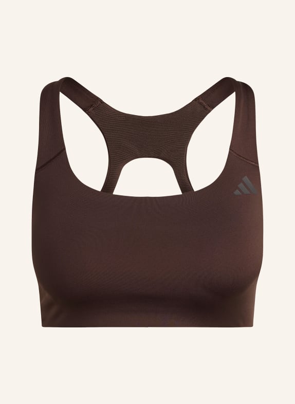 adidas Sportovní podprsenka OPTIME TMAVĚ HNĚDÁ