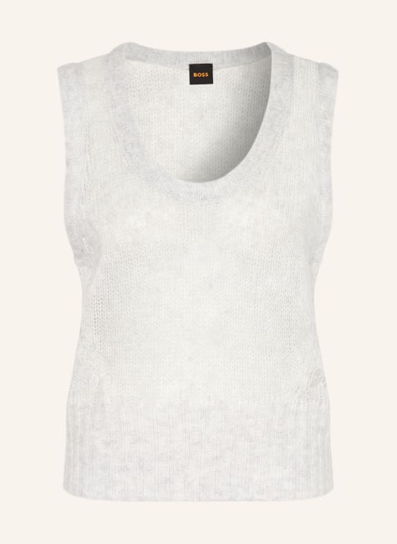 BOSS Svetr bez rukávů FRIGNAC SVĚTLE ŠEDÁ