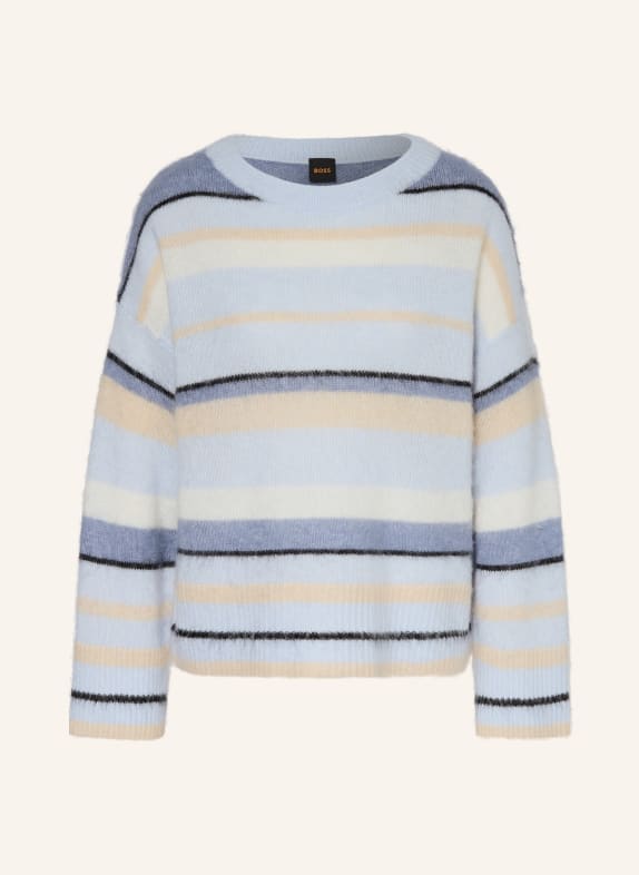 BOSS Svetr FOSSET TMAVĚ MODRÁ / BÉŽOVÁ / KRÉMOVÁ