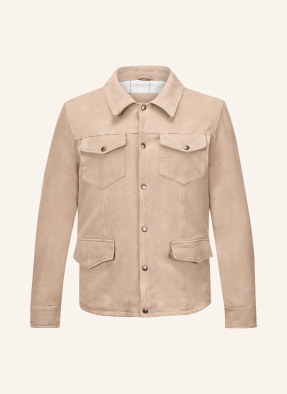 MILESTONE Kožená bunda MSVALERIO KRÉMOVÁ