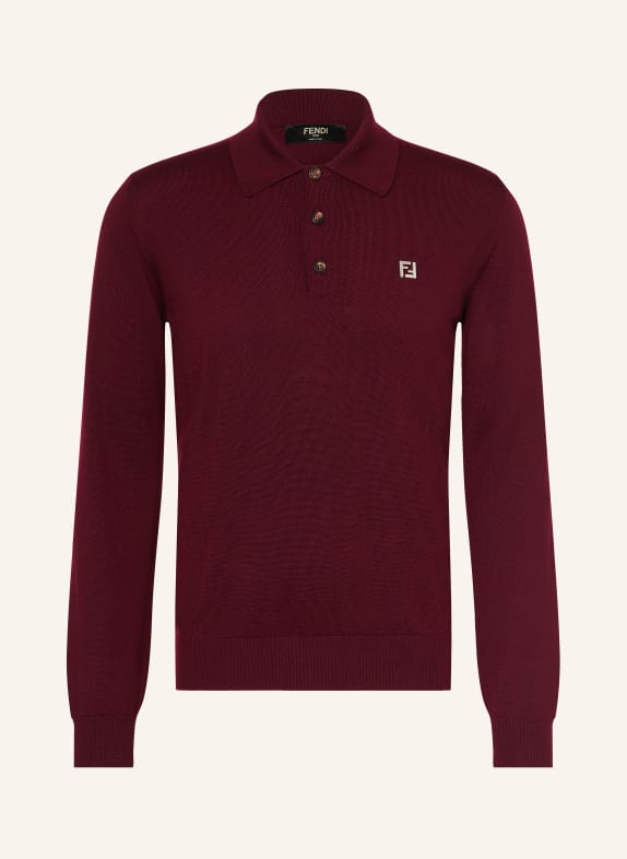 FENDI Strick-Poloshirt DUNKELROT