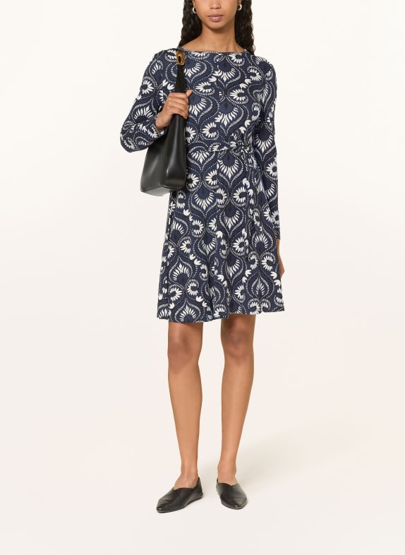 WEEKEND Max Mara Jerseyové šaty SAVANA TMAVĚ MODRÁ / BÍLÁ / ČERNÁ