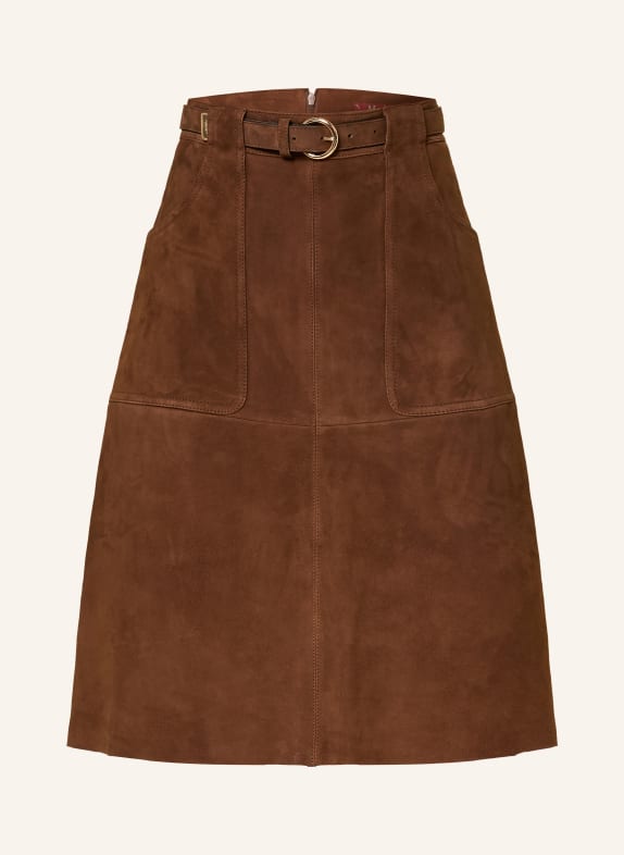 Max Mara STUDIO Kožená sukně TENNIS HNĚDÁ
