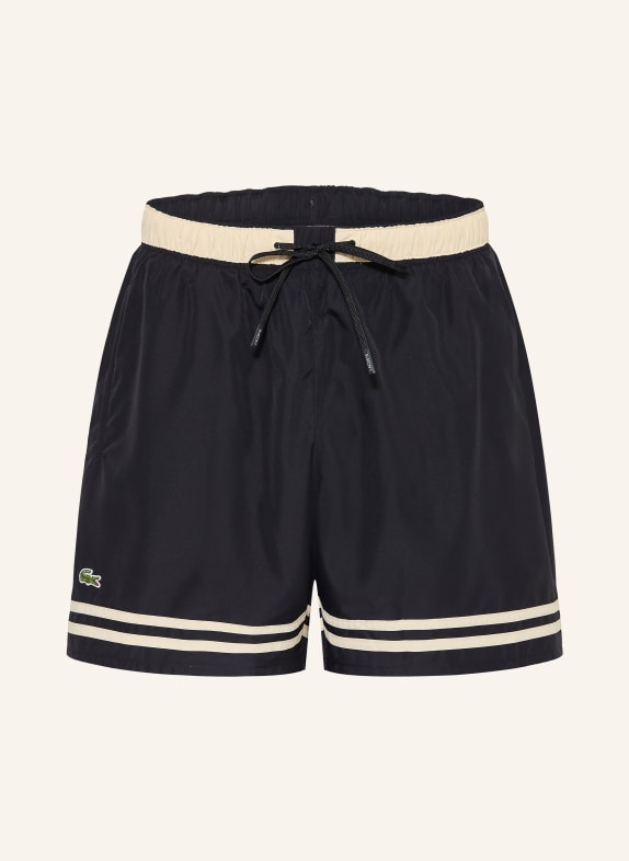 LACOSTE Badeshorts SCHWARZ / CREME