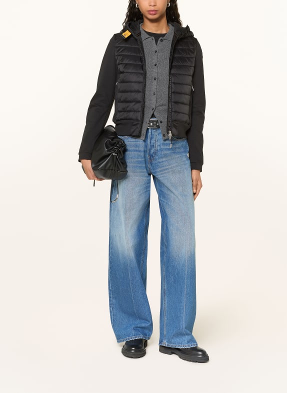 PARAJUMPERS Prošívaná bunda CAELIE z kombinace materiálů ČERNÁ