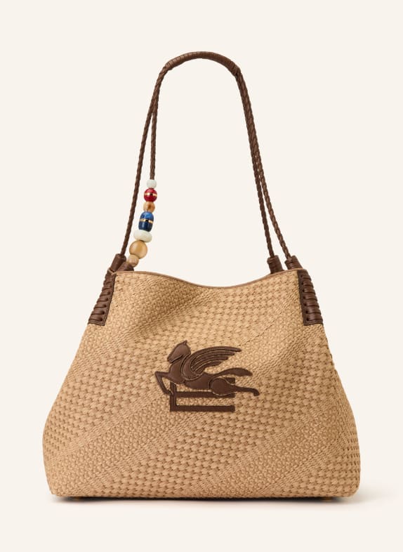 ETRO Sac cabas LIBRA avec perles décoratives MARRON CLAIR / OR / MARRON