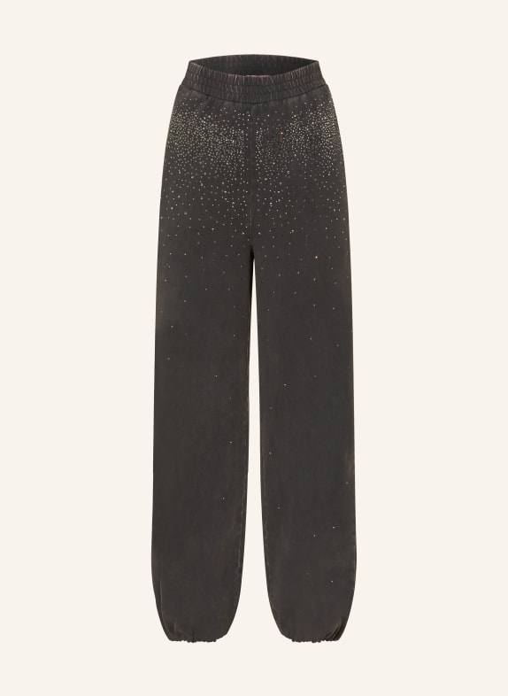 LIU JO Tepláky s ozdobnými kameny ČERNÁ