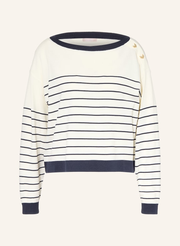 LIU JO Svetr s ozdobnými kameny TMAVĚ MODRÁ / REŽNÁ