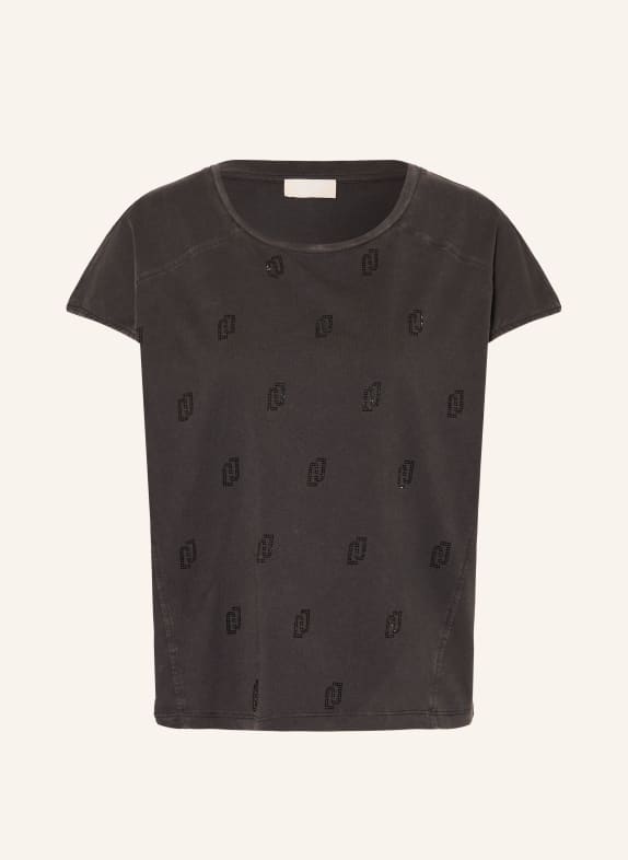 LIU JO Tričko s ozdobnými kamínky ČERNÁ