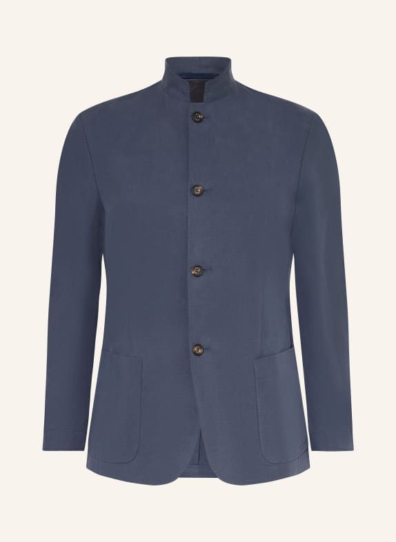 eleventy Marynarka slim fit z lnem GRANATOWY