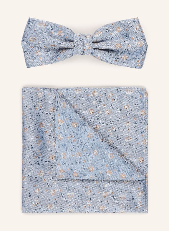 ROY ROBSON Set: Bow tie and pocket square LIGHT BLUE / BEIGE