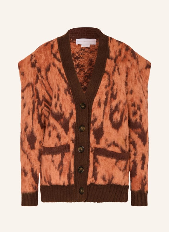 STELLA McCARTNEY Strickjacke mit Alpaka DUNKELORANGE / DUNKELBRAUN / DUNKELROT