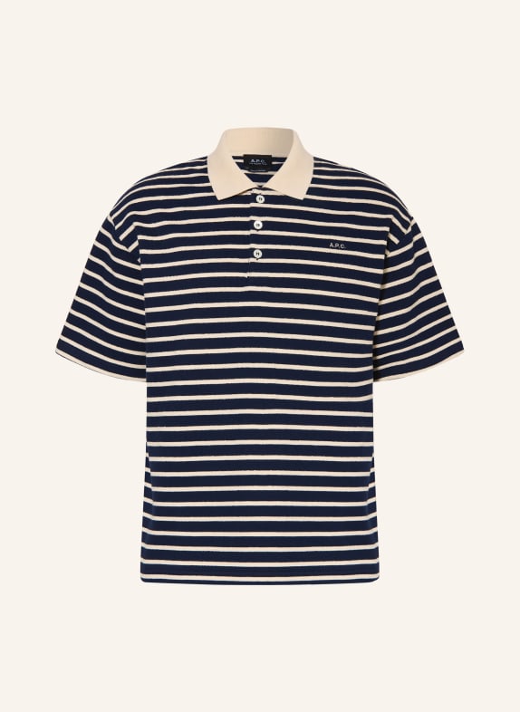 A.P.C. Jersey-Poloshirt DUNKELBLAU / CREME