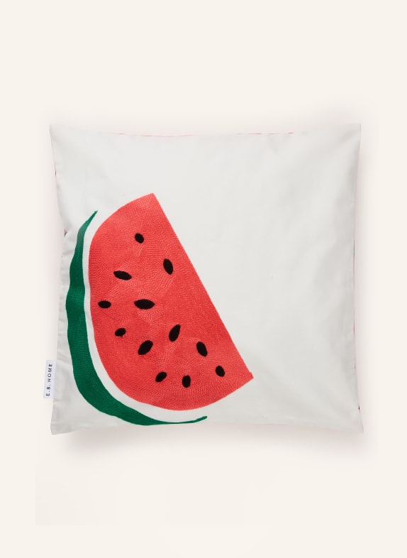 EB HOME Dekokissenhülle LEMON CREME / ROT / DUNKELGRÜN