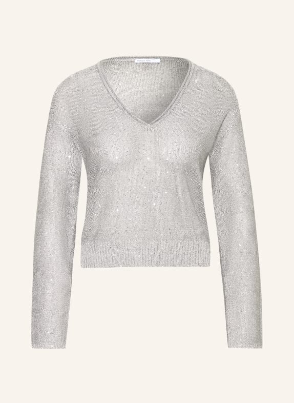 PATRIZIA PEPE Svetr s flitry ŠEDÁ / STŘÍBRNÁ