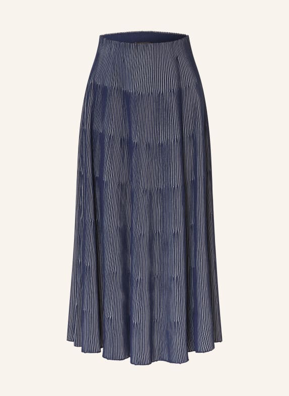EMPORIO ARMANI Strickrock mit Plissees DUNKELBLAU / WEISS