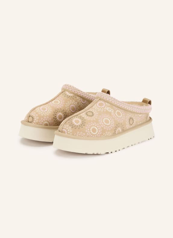 UGG Plateau-Pantoletten TAZZ SUN STITCH BEIGE / ROSA / ECRU